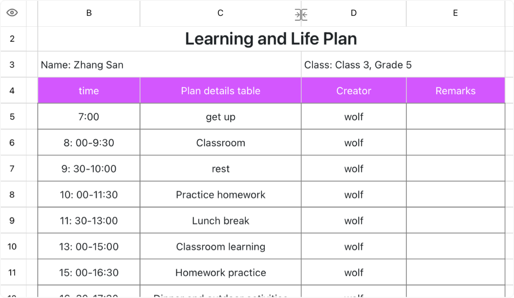 Study and life schedule 1